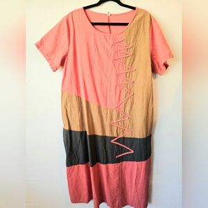 Anself Size 3XL Colorblock Casual Dress